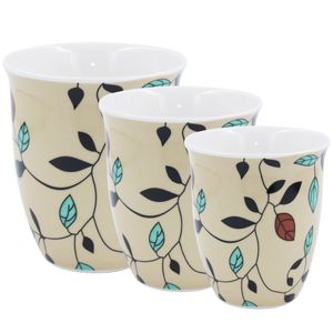 Jogo de Vasos Decorativo 3 Peças em Porcelana Pracaza
