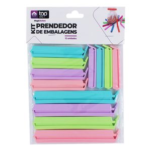 Kit Prendedor P/ Embalagens 12 Peças em Plástico Top Útil