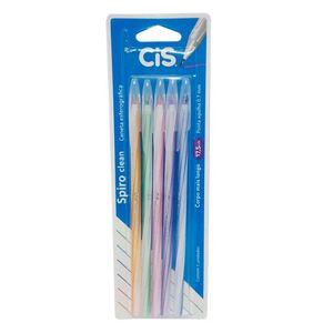 Jogo de Caneta Esferográfica Spiro Clean 5 Peças 17,5cm Sertic  Sertic