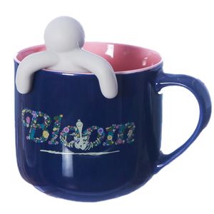 Caneca Infusor Snoopy Bloom 350ml em Cerâmica Zona Criativa