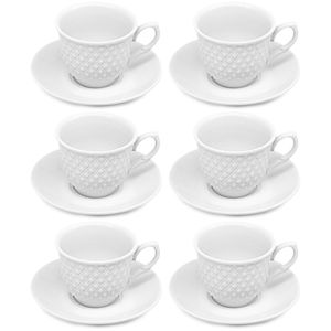 Jogo de Xícaras Wembley 12 Peças 150ml em Porcelana Hauskraft