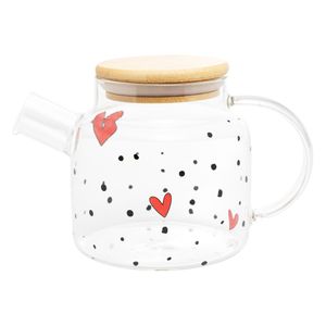 Chaleira Heart C/ Tampa Bambu 600ml em Vidro Wolff