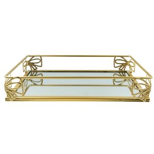 Bandeja Espelhada Decorativa 27x16cm em Vidro Y888