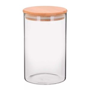 Pote C/ Tampa de Bambu 6,5x12cm em Vidro Livon