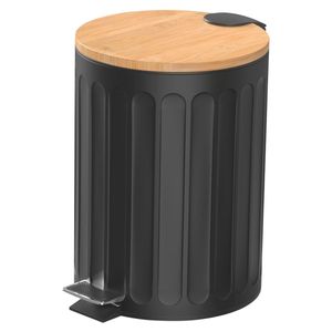 Lixeira C/ Pedal e Tampa Bambu 5L em Metal Clink