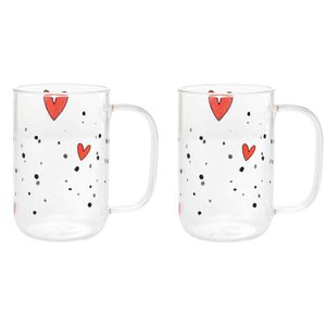 Jogo de Caneca Heart 2 Peças 280ml em Vidro Wolff