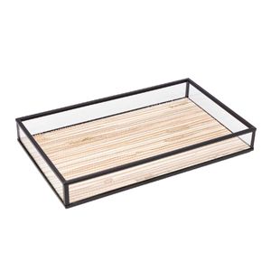 Bandeja C/ Palha Decorativa 15x25cm em Metal Lyor