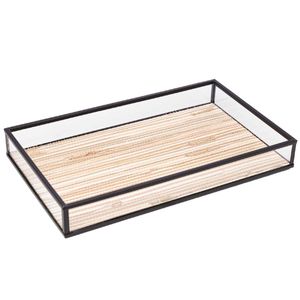 Bandeja C/ Palha Decorativa 20x30cm em Metal Lyor