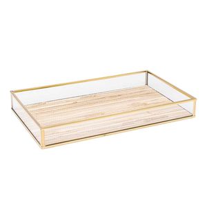 Bandeja C/ Palha Decorativa 15x25cm em Metal Lyor
