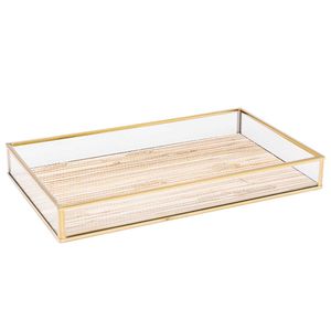 Bandeja C/ Palha Decorativa 20x30cm em Metal Lyor
