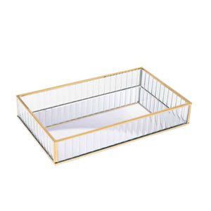 Bandeja Espelhada Decorativa 15x25cm em Metal Lyor