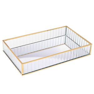 Bandeja Espelhada Decorativa 20x30cm em Metal Lyor