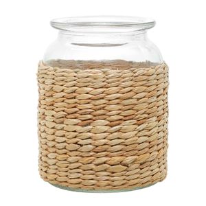 Vaso Decorativo C/ Fibra Natural 14x10cm em Vidro Wolff