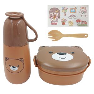Kit Marmita Urso C/ Garrafa + Talher 4 Peças em Plástico Interponte