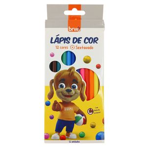 Lápis de Cor Sextavado 12 Cores em Resina BRW