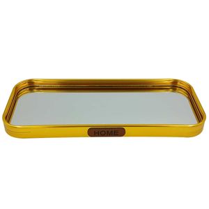 Bandeja Espelhada Retangular 22x9,5cm em Metal Megagift