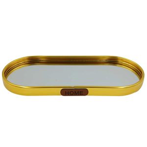 Bandeja Espelhada Oval 22x9,5cm em Metal Megagift