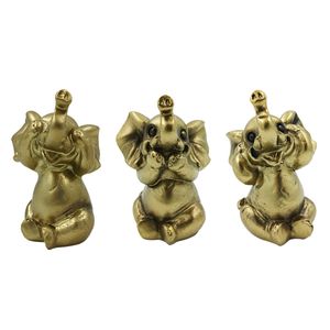 Jogo de Elefante Decorativo 3 Peças 6cm em Resina Youbai