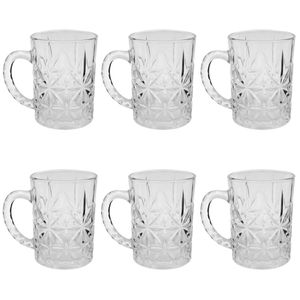 Jogo de Canecas Moon Stone 6 Peças 190ml em Vidro Kehome