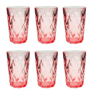 Jogo de Copos Diamond Ametista 6 Peças 350ml em Vidro Kehome