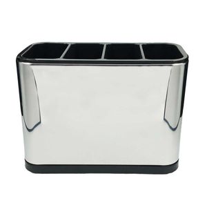 Porta Talher Silver 18x13x8,6cm em Aço Inox Kehome