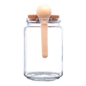 Porta Mantimento C/ Colher Bambu 650ml em Vidro Lyor