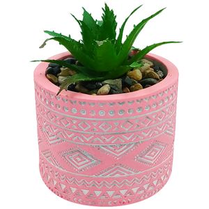 Vaso C/ Planta Artificial 6,5x7cm em Cimento Livon