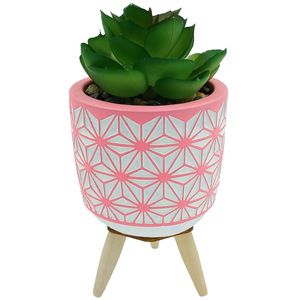 Vaso C/ Planta Artificial Decorativo 15x7cm em Cimento Livon