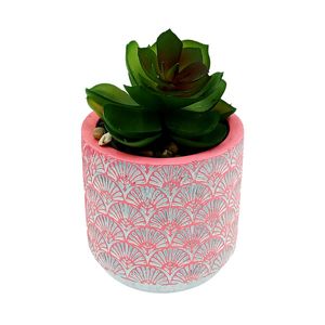 Vaso C/ Planta Artificial Decorativo 8x8cm em Cimento Livon