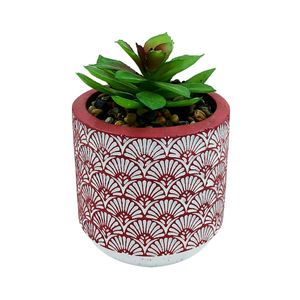Vaso C/ Planta Artificial Decorativo 8x8cm em Cimento Livon