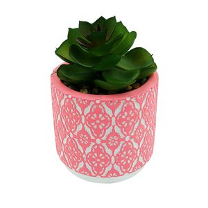 Vaso C/ Planta Artificial Decorativo 8x8cm em Cimento Livon