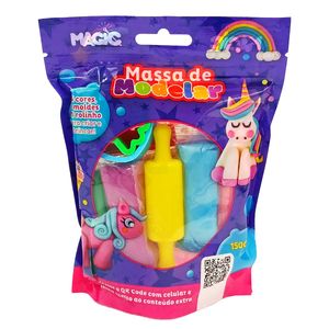 Massa de Modelar C/ Molde Unicórnio 6 Cores em Plástico Magic Kids