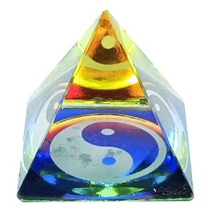 Pirâmide Decorativa Yin Yang 4cm em Vidro Forbees