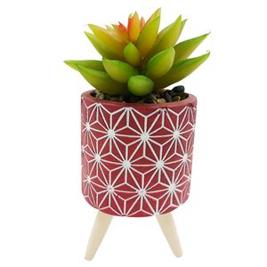 Vaso C/ Planta Artificial 10x6,5cm em Cimento Livon