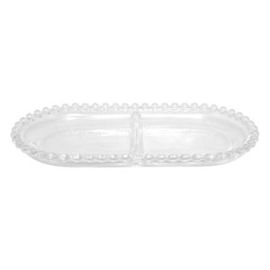 Petisqueira Pearl C/ Divisória 24x12cm em Cristal Wolff