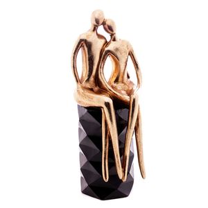 Casal Sentado Decorativo 10,5x27cm em Resina Wolff