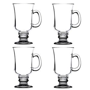 Jogo de Caneca Irish Coffee 4 Peças 250ml em Vidro Kehome