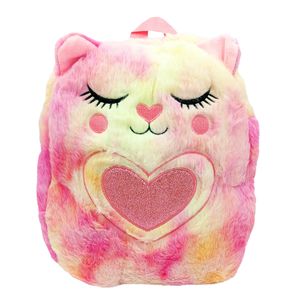 Mochila de Pelúcia Gatinho Infantil 22x27cm em Poliéster Interponte