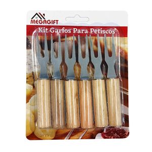 Jogo De Garfos P/ Petisco 10,5cm 6 Peças Em Aço Inox Megagift