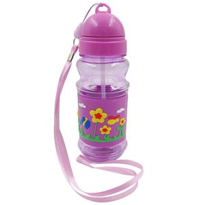 Garrafa Infantil C/ Alça + Canudo 420ml em Plástico Golden Rio