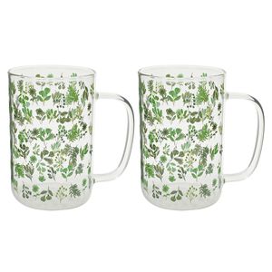 Jogo de Canecas Folhas 2 Peças 280ml em Vidro Wolff
