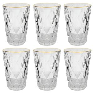 Jogo de Copos Diamond Real 6 Peças 350ml em Vidro KeHome