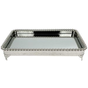 Bandeja Espelhada Decorativa 31x16cm em Metal Zamac Lyor