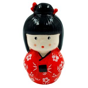 Boneca Japonesa Kokeshi Decorativa 6x8cm em Porcelana Youbai