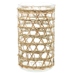 Vaso C/ Fibra Natural 15,5cm em Vidro Wolff
