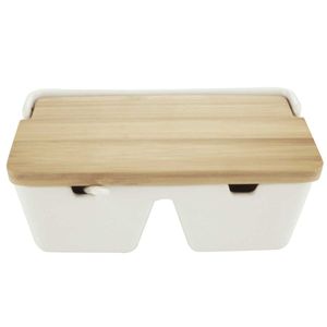 Saleiro De Mesa C/ 2 Divisórias 19x9x9cm em Cerâmica Lyor