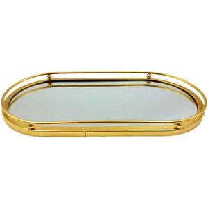 Bandeja Espelhada Oval 27x14cm em Vidro Y888
