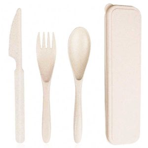 Kit Talher C/ Estojo 3 Peças Em Palha De Trigo UniHome