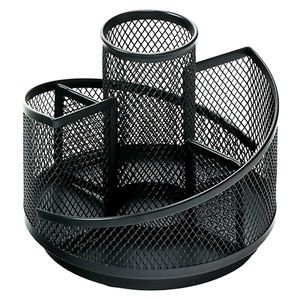 Porta Lápis Giratório 4 Divisórias 13x13,5cm Em Metal Top Rio