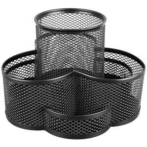 Porta Lápis Giratório 7 Divisórias 17x17x10,5cm Em Metal Top Rio